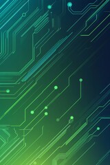Aufkleber - Digital Circuit Board Design With Vibrant Green and Blue Patterns Reflecting Modern Technology and Innovation in a Futuristic Environment