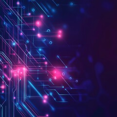 Aufkleber - Colorful Circuit Board Design With Glowing Lines and Nodes Creating an Abstract Digital Background in Vibrant Purple and Blue Tones