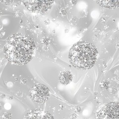 Poster - Shimmering Silver Spheres Create a Whimsical Backdrop Filled With Sparkling Details and Elegance in a Modern Design Setting