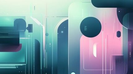 Aufkleber - Colorful Abstract Design Showcasing Geometric Shapes and Smooth Gradients in a Modern Digital Art Style