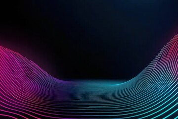Poster - Glowing neon lines create a stunning abstract landscape with vibrant colors in a dark background setting at night. Generative AI