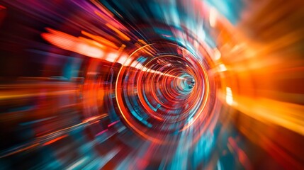 Poster - Vivid Abstract Representation of Light Trails and Energy Swirling in a Tunnel, Creating a Mesmerizing Visual Experience of Movement and Speed