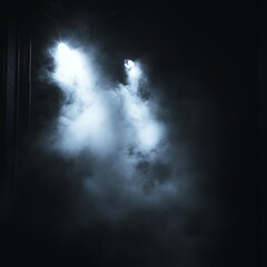 Poster - Mysterious Atmosphere With Smoke and Beams of Light Creating an Ethereal Environment in a Dark Setting
