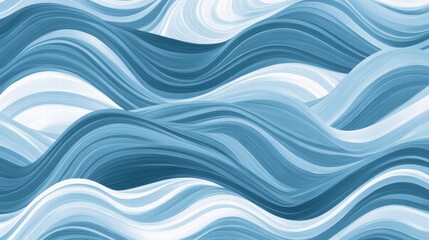 Sticker - Seamless wave pattern showcasing shades of blue and white with fluid motion creating a tranquil visual experience. Generative AI