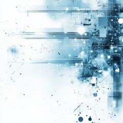 Aufkleber - Digital Abstract Art With Interconnected Lines and Circles in Shades of Blue and White Across a Textured Background