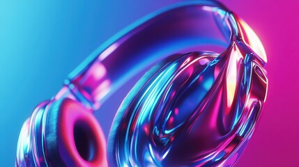 Poster - Close up view of colorful 3D headphones showcasing vibrant design and modern aesthetics for immersive sound experience. Generative AI