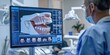 © aicandy - Dental professional analyzing advanced digital dental imaging technology for precise orthodontic treatment planning in modern clinical setting