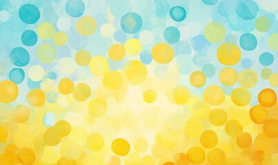 Poster - Bright and Cheerful Abstract Background Featuring Yellow and Blue Circular Shapes Creating a Lively Atmosphere of Joy and Optimism