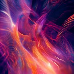 Aufkleber - Vibrant Abstract Artwork Displaying Flowing Colors and Dynamic Shapes on a Dark Background