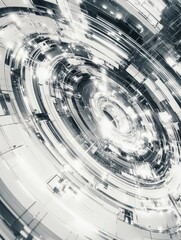 Aufkleber - Abstract Design Featuring Concentric Circles and Dynamic Light Effects in Digital Artwork Showcasing Modern Technology Aesthetics