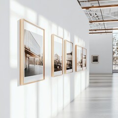 Poster - Modern Art Gallery Featuring Framed Architectural Designs in a Spacious, Bright Room During Daytime