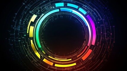 Aufkleber - Colorful Digital Circular Design Representing Electronic Circuits and Technology With Vibrant Hues and Intricate Patterns