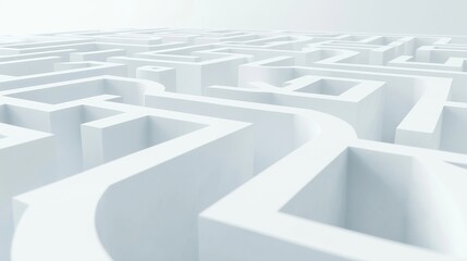 abstract white 3d maze design. intricate geometric pattern creates complex structure. complex labyri