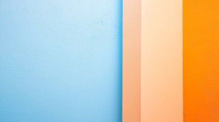 Poster - Colorful Abstract Wall Design Featuring Blue, Peach, and Orange Shades in a Bright and Cheerful Environment