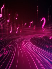Aufkleber - Flowing musical staff lines create a vibrant atmosphere with glowing neon tones and dynamic shapes. Generative AI