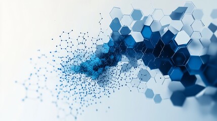 Aufkleber - Hexagonal Patterns and Blue Color Gradients Create a Dynamic Visual Effect in an Abstract Design