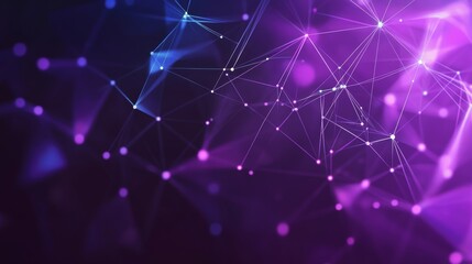 Fototapete - Colorful Abstract Digital Background Illustrating Interconnected Nodes and Lines in Purple and Blue Hues, Creating a Network-Like Appearance