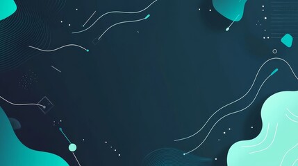 Aufkleber - Abstract Digital Artwork Featuring Flowing Lines and Shapes in Teal and Dark Blue Colors, Suitable for Backgrounds or Design Projects