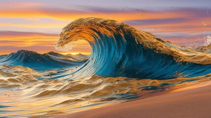 Poster - A vibrant and dynamic cover image with a color TEXTURE of WAVE GOLD. No text is included.
