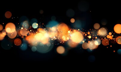 Poster - Colorful Bokeh Lights Creating a Dreamy Effect in a Dark Setting, Perfect for Background Designs and Artistic Expressions Near an Evening Event