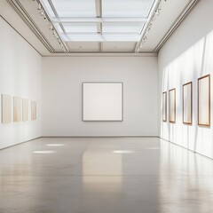 Poster - Modern Art Gallery Interior With Empty Walls and Natural Light Streaming in During Daylight Hours