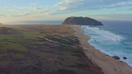 Wall Mural - Aerial view of Pacific Ocean coastline along Highway 1 in California. Big Sur, Bixby Bridge, Lucia. Travel concept, tourism, travel, vacation. 4K video.