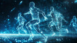 © Qaqas - Football hologram. Digital and technological background of football. The futuristic design of the football players