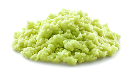 Wall Mural - side view on one single ground green wasabi powder pile heap isolated on white background