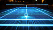 © Ruhi - Hologram tennis. Holographic projection of the tennis court. Flickering energy flux of particles. The scientific design of the sport.