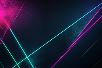 Poster - Abstract neon lines glowing dynamically in vibrant colors against a dark background. Generative AI