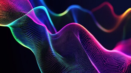 Poster - Colorful abstract glowing neon lines create a mesmerizing visual experience in digital art design. Generative AI