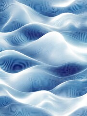 Aufkleber - Flowing wave like pattern in soothing shades of blue and white with a seamless design for artistic applications. Generative AI