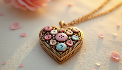 Wall Mural - Heart-Shaped Button Pendant Necklace