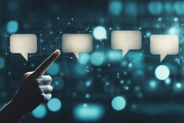 Poster - Hand Interacting With Digital Speech Bubbles Network
