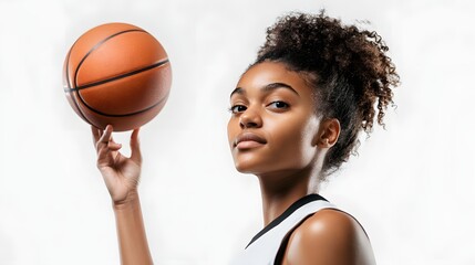 Young Woman Basketball Player Posing With Ball