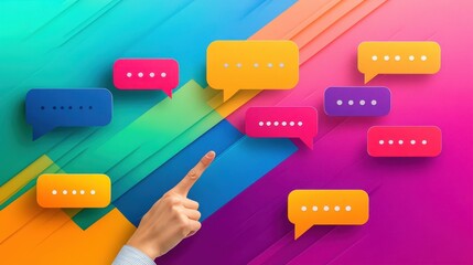 Poster - Colorful Communication Bubbles: A vibrant visual representation of online chat, messaging, and digital conversation.