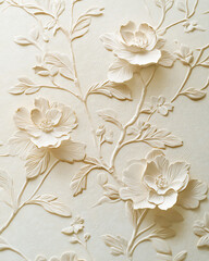 Wall Mural -  elegant floral embossing