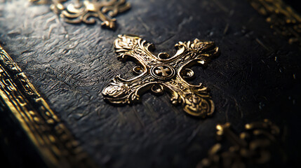 Canvas Print -  embossed brass bible