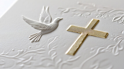 Wall Mural -  embossed cross and dove