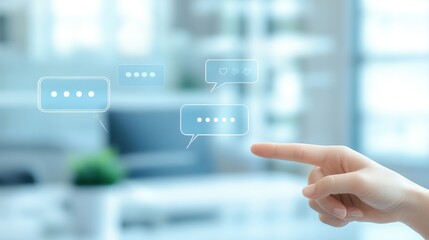 Poster - A Hand Interacts With Digital Speech Bubbles