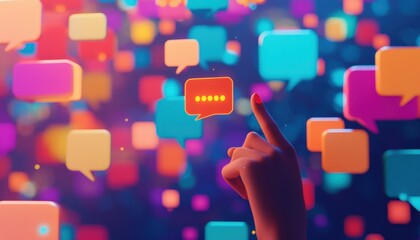 Poster - Colorful Speech Bubbles Floating Hand Interaction