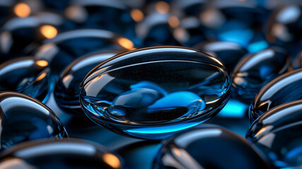 Wall Mural - abstract blue capsules floating in a dynamic background
