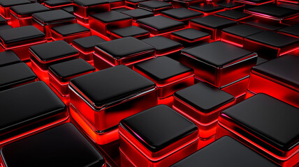 Wall Mural - abstract close-up of glowing red and black geometric shapes