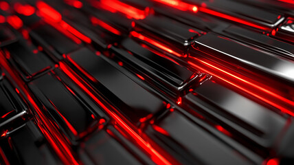 Wall Mural - abstract close-up of glowing red and black geometric shapes