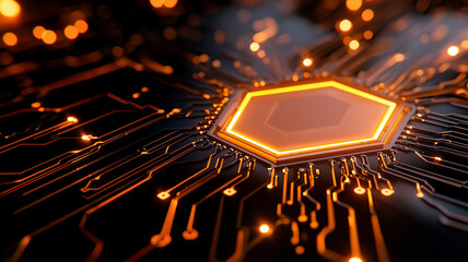 Wall Mural - abstract glowing hexagonal circuit design background