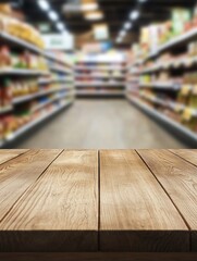 Canvas Print - Grocery Store Wooden Table