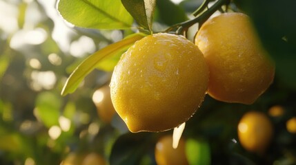 Wall Mural - Lemons on Tree Branches