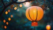 © MumarProject - Serene Evening Glow: Illuminated Chinese Lantern Hanging from Tree Branch