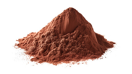 Wall Mural - side view on one single ground cocoa powder pile heap isolated on white background