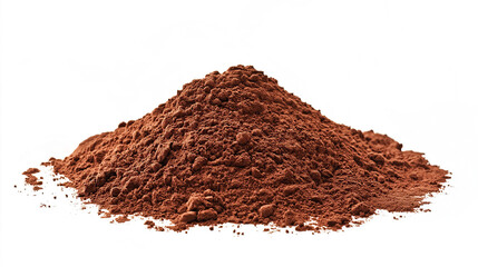 Wall Mural - side view on one single ground cocoa powder pile heap isolated on white background